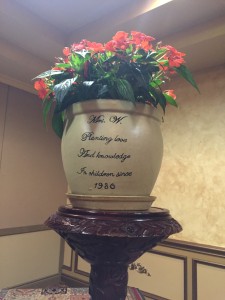 Personalized planter presented to Superintedent Cynthia Walker - personalization was done by a Brooklyn High School Senior